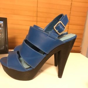 Blue sandal heels